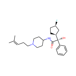 CC(C)=CCCN1CCC(NC(=O)[C@](O)(c2ccccc2)[C@H]2CC[C@@H](F)C2)CC1 ZINC000013835808