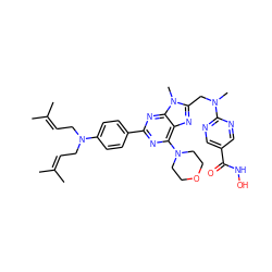 CC(C)=CCN(CC=C(C)C)c1ccc(-c2nc(N3CCOCC3)c3nc(CN(C)c4ncc(C(=O)NO)cn4)n(C)c3n2)cc1 ZINC000653835469