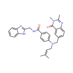 CC(C)=CCN(Cc1ccc2nc(C)n(C)c(=O)c2c1)c1ccc(C(=O)NCc2nc3ccccc3[nH]2)cc1 ZINC000072109168