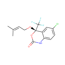 CC(C)=CCO[C@]1(C(F)(F)F)OC(=O)Nc2ccc(Cl)cc21 ZINC000005854268