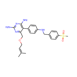 CC(C)=CCOCc1nc(N)nc(N)c1-c1ccc(NCc2ccc(S(C)(=O)=O)cc2)cc1 ZINC000036349097