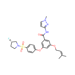 CC(C)=CCOc1cc(Oc2ccc(S(=O)(=O)N3CC[C@H](F)C3)cc2)cc(C(=O)Nc2ccn(C)n2)c1 ZINC000084617231