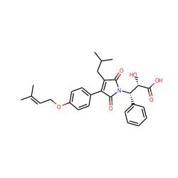 CC(C)=CCOc1ccc(C2=C(CC(C)C)C(=O)N([C@@H](c3ccccc3)[C@H](O)C(=O)O)C2=O)cc1 ZINC000220568646