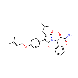 CC(C)=CCOc1ccc(C2=C(CC(C)C)C(=O)N([C@H](C(=O)C(N)=O)c3ccccc3)C2=O)cc1 ZINC000473240685