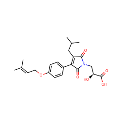 CC(C)=CCOc1ccc(C2=C(CC(C)C)C(=O)N(C[C@H](O)C(=O)O)C2=O)cc1 ZINC000220655083