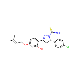 CC(C)=CCOc1ccc(C2=NN(C(N)=S)[C@H](c3ccc(Cl)cc3)C2)c(O)c1 ZINC000064513863