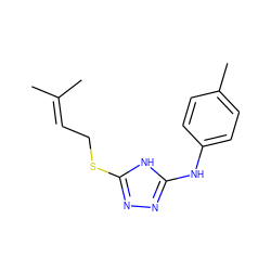 CC(C)=CCSc1nnc(Nc2ccc(C)cc2)[nH]1 ZINC000014964128