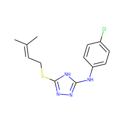 CC(C)=CCSc1nnc(Nc2ccc(Cl)cc2)[nH]1 ZINC000014964176