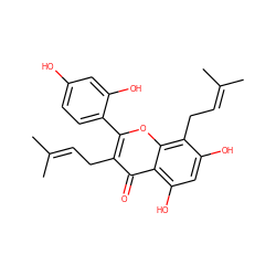 CC(C)=CCc1c(-c2ccc(O)cc2O)oc2c(CC=C(C)C)c(O)cc(O)c2c1=O ZINC000014727558