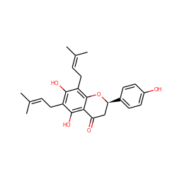 CC(C)=CCc1c(O)c(CC=C(C)C)c2c(c1O)C(=O)C[C@H](c1ccc(O)cc1)O2 ZINC000000898881