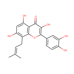 CC(C)=CCc1c(O)cc(O)c2c(=O)c(O)c(-c3ccc(O)c(O)c3)oc12 ZINC000003918592