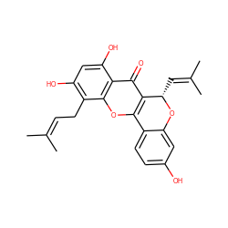 CC(C)=CCc1c(O)cc(O)c2c(=O)c3c(oc12)-c1ccc(O)cc1O[C@H]3C=C(C)C ZINC000013429502