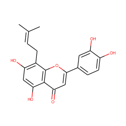 CC(C)=CCc1c(O)cc(O)c2c(=O)cc(-c3ccc(O)c(O)c3)oc12 ZINC000014762763