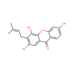 CC(C)=CCc1c(O)cc2c(=O)c3ccc(O)cc3oc2c1O ZINC000012726438