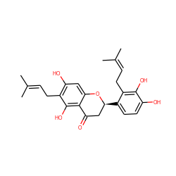 CC(C)=CCc1c(O)cc2c(c1O)C(=O)C[C@H](c1ccc(O)c(O)c1CC=C(C)C)O2 ZINC000014727520