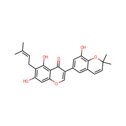 CC(C)=CCc1c(O)cc2occ(-c3cc(O)c4c(c3)C=CC(C)(C)O4)c(=O)c2c1O ZINC000015251810