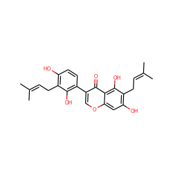 CC(C)=CCc1c(O)ccc(-c2coc3cc(O)c(CC=C(C)C)c(O)c3c2=O)c1O ZINC000013546400