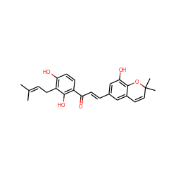 CC(C)=CCc1c(O)ccc(C(=O)/C=C/c2cc(O)c3c(c2)C=CC(C)(C)O3)c1O ZINC000005854540