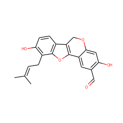 CC(C)=CCc1c(O)ccc2c3c(oc12)-c1cc(C=O)c(O)cc1OC3 ZINC000049088268