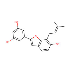 CC(C)=CCc1c(O)ccc2cc(-c3cc(O)cc(O)c3)oc12 ZINC000040867124