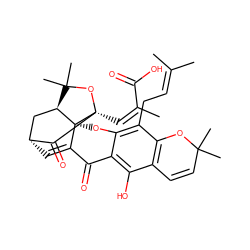 CC(C)=CCc1c2c(c(O)c3c1O[C@]14C(=C[C@@H]5C[C@H]1C(C)(C)O[C@@]4(/C=C(/C)C(=O)O)C5=O)C3=O)C=CC(C)(C)O2 ZINC001772652640