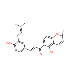 CC(C)=CCc1cc(/C=C/C(=O)c2ccc3c(c2O)C=CC(C)(C)O3)ccc1O ZINC000014637343