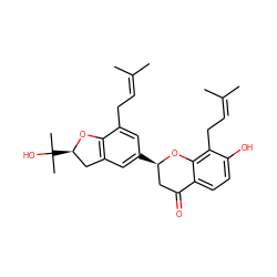 CC(C)=CCc1cc([C@@H]2CC(=O)c3ccc(O)c(CC=C(C)C)c3O2)cc2c1O[C@H](C(C)(C)O)C2 ZINC000013461720