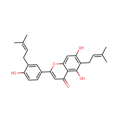 CC(C)=CCc1cc(-c2cc(=O)c3c(O)c(CC=C(C)C)c(O)cc3o2)ccc1O ZINC000005854718