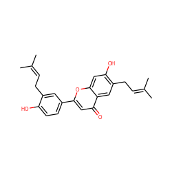 CC(C)=CCc1cc(-c2cc(=O)c3cc(CC=C(C)C)c(O)cc3o2)ccc1O ZINC000013485410