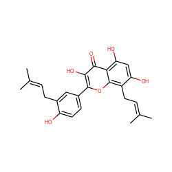 CC(C)=CCc1cc(-c2oc3c(CC=C(C)C)c(O)cc(O)c3c(=O)c2O)ccc1O ZINC000014727564