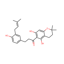 CC(C)=CCc1cc(CCC(=O)c2c(O)cc3c(c2O)CCC(C)(C)O3)ccc1O ZINC000299839873