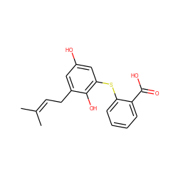 CC(C)=CCc1cc(O)cc(Sc2ccccc2C(=O)O)c1O ZINC001772644050