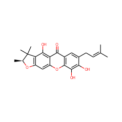 CC(C)=CCc1cc2c(=O)c3c(O)c4c(cc3oc2c(O)c1O)O[C@@H](C)C4(C)C ZINC000015256075