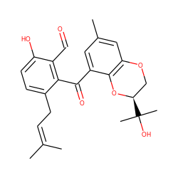 CC(C)=CCc1ccc(O)c(C=O)c1C(=O)c1cc(C)cc2c1O[C@H](C(C)(C)O)CO2 ZINC000014721445