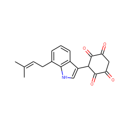 CC(C)=CCc1cccc2c(C3C(=O)C(=O)CC(=O)C3=O)c[nH]c12 ZINC000100956403