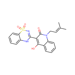 CC(C)=CCn1c(=O)c(C2=NS(=O)(=O)c3ccccc3N2)c(O)c2ccccc21 ZINC000101077794