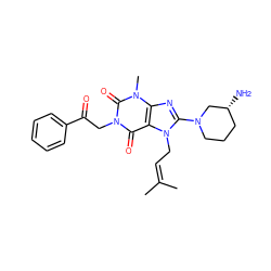 CC(C)=CCn1c(N2CCC[C@@H](N)C2)nc2c1c(=O)n(CC(=O)c1ccccc1)c(=O)n2C ZINC000003839155