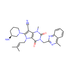 CC(C)=CCn1c(N2CCC[C@H](N)C2)c(C#N)c2c1c(=O)n(Cc1nc(C)c3ccccc3n1)c(=O)n2C ZINC000073259044