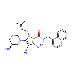 CC(C)=CCn1c(N2CCC[C@H](N)C2)c(C#N)c2ncn(Cc3ccnc4ccccc34)c(=O)c21 ZINC000073257529