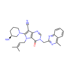 CC(C)=CCn1c(N2CCC[C@H](N)C2)c(C#N)c2ncn(Cc3nc(C)c4ccccc4n3)c(=O)c21 ZINC000073292163