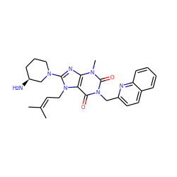 CC(C)=CCn1c(N2CCC[C@H](N)C2)nc2c1c(=O)n(Cc1ccc3ccccc3n1)c(=O)n2C ZINC000036413333