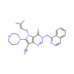 CC(C)=CCn1c(N2CCCNCC2)c(C#N)c2ncn(Cc3nccc4ccccc34)c(=O)c21 ZINC000073280326