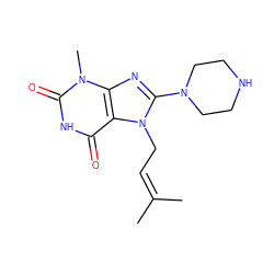 CC(C)=CCn1c(N2CCNCC2)nc2c1c(=O)[nH]c(=O)n2C ZINC000095559231