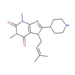 CC(C)=CCn1c(N2CCNCC2)nc2c1c(=O)n(C)c(=O)n2C ZINC000028825073