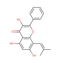 CC(C)=Cc1c(O)cc(O)c2c(=O)c(O)c(-c3ccccc3)oc12 ZINC000072178656