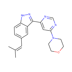 CC(C)=Cc1ccc2[nH]nc(-c3cc(N4CCOCC4)ncn3)c2c1 ZINC000225559224