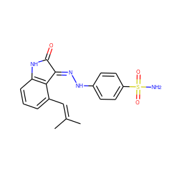 CC(C)=Cc1cccc2c1/C(=N\Nc1ccc(S(N)(=O)=O)cc1)C(=O)N2 ZINC000013470435