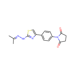 CC(C)=NNc1nc(-c2ccc(N3C(=O)CCC3=O)cc2)cs1 ZINC000037858793