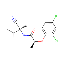 CC(C)[C@@](C)(C#N)NC(=O)[C@H](C)Oc1ccc(Cl)cc1Cl ZINC000010646104