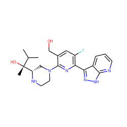 CC(C)[C@@](C)(O)[C@@H]1CN(c2nc(-c3n[nH]c4ncccc34)c(F)cc2CO)CCN1 ZINC000095584812